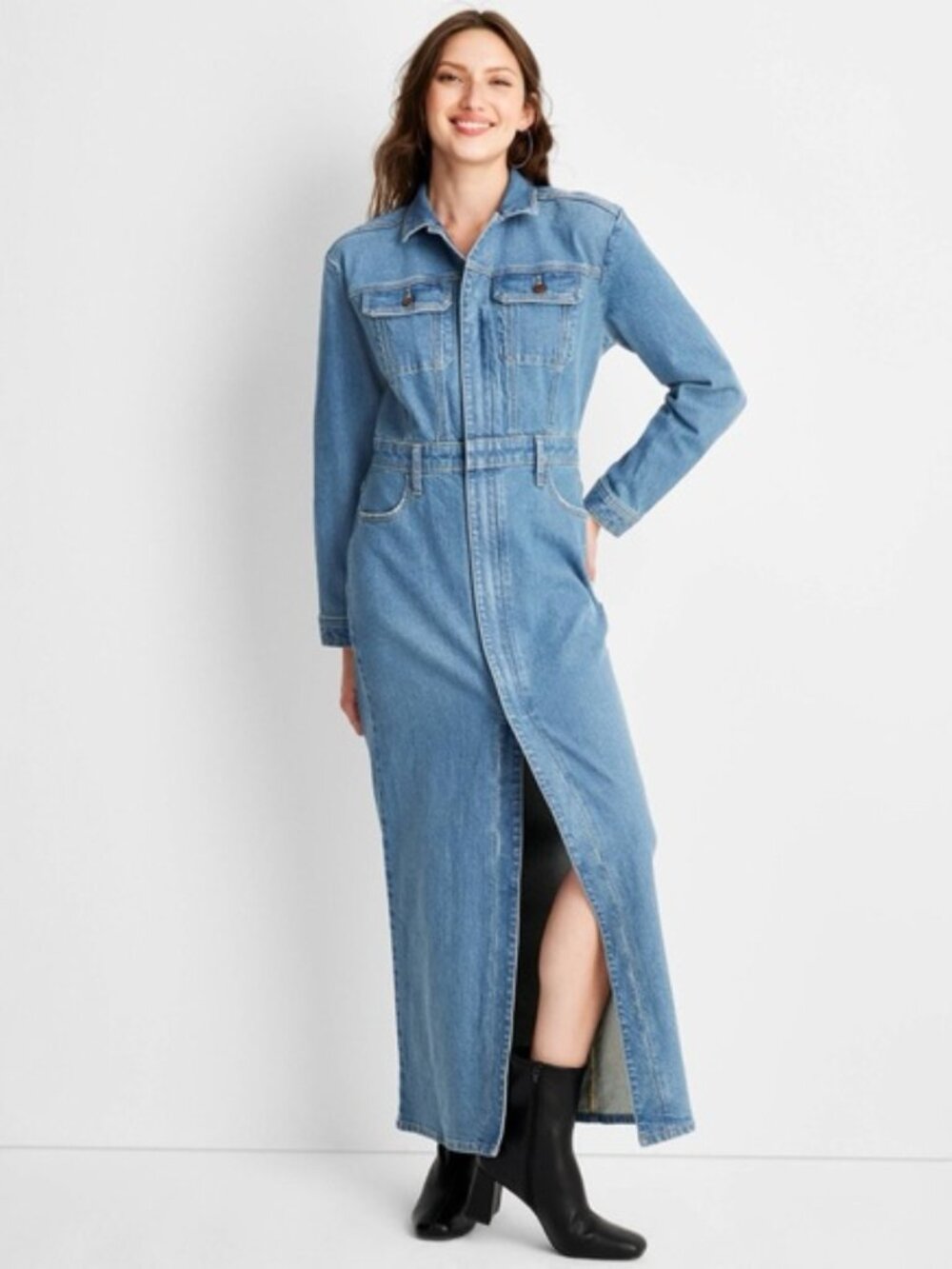 🌼UNIVERSAL THREAD🌼 NWT Blue Denim Shirt Maxi Dress, Size 4
